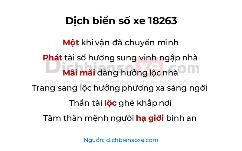 Dịch thơ biển số 18263