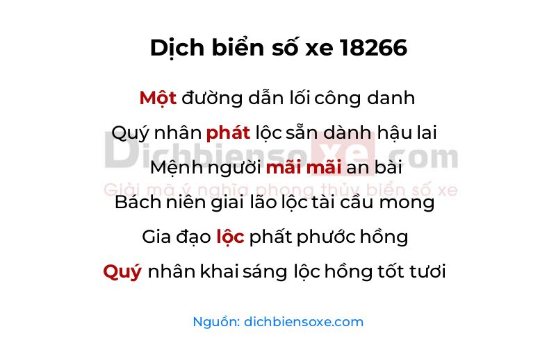 Dịch thơ biển số 18266
