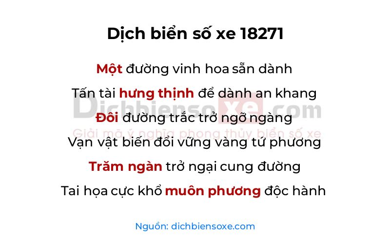 Dịch thơ biển số 18271
