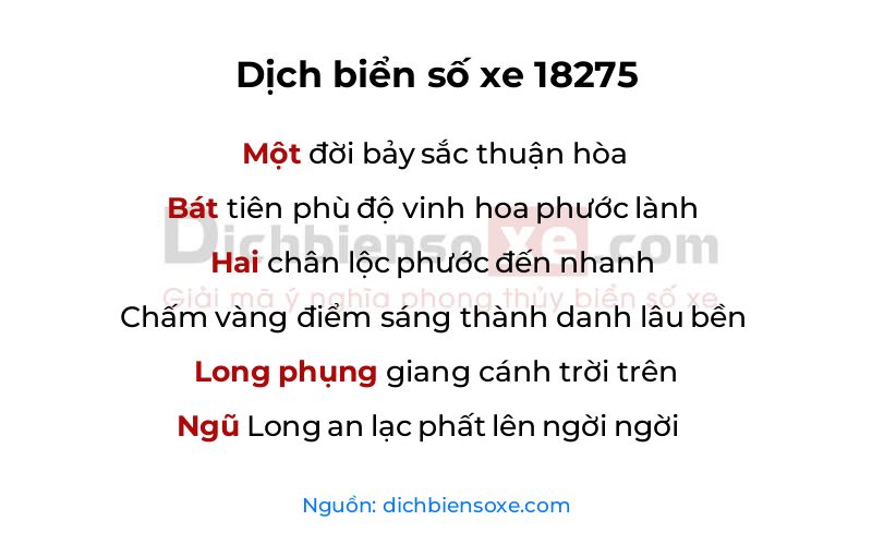 Dịch thơ biển số 18275