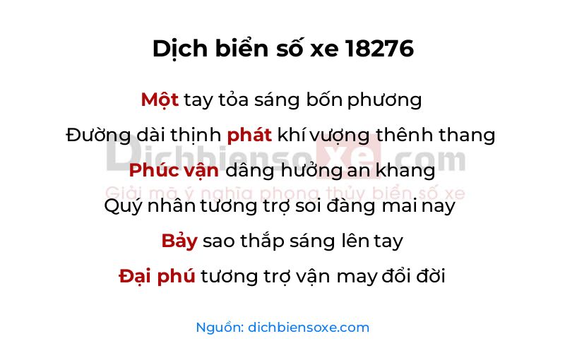 Dịch thơ biển số 18276