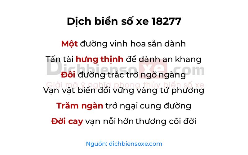 Dịch thơ biển số 18277