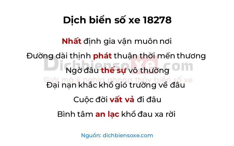 Dịch thơ biển số 18278