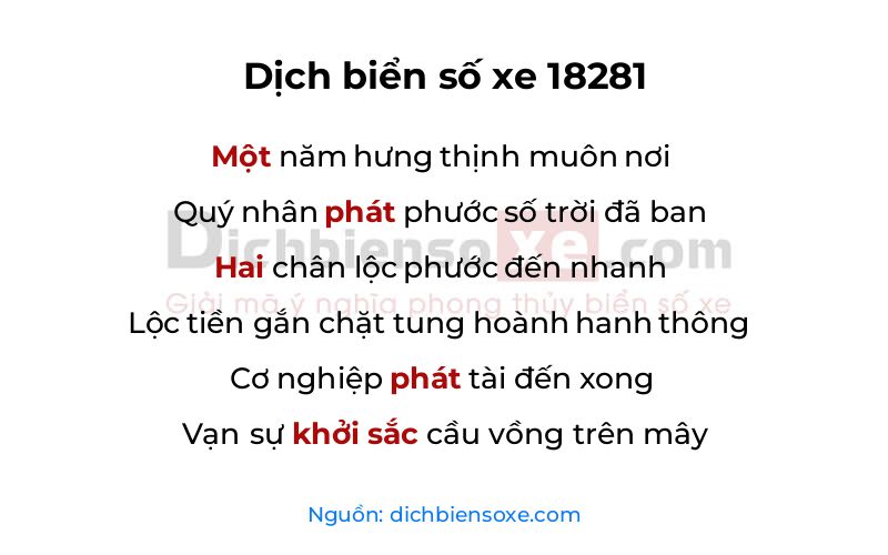 Dịch thơ biển số 18281