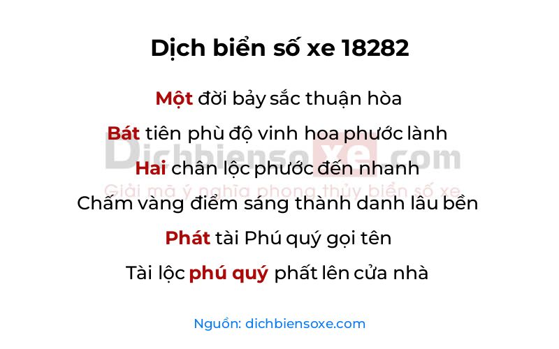 Dịch thơ biển số 18282