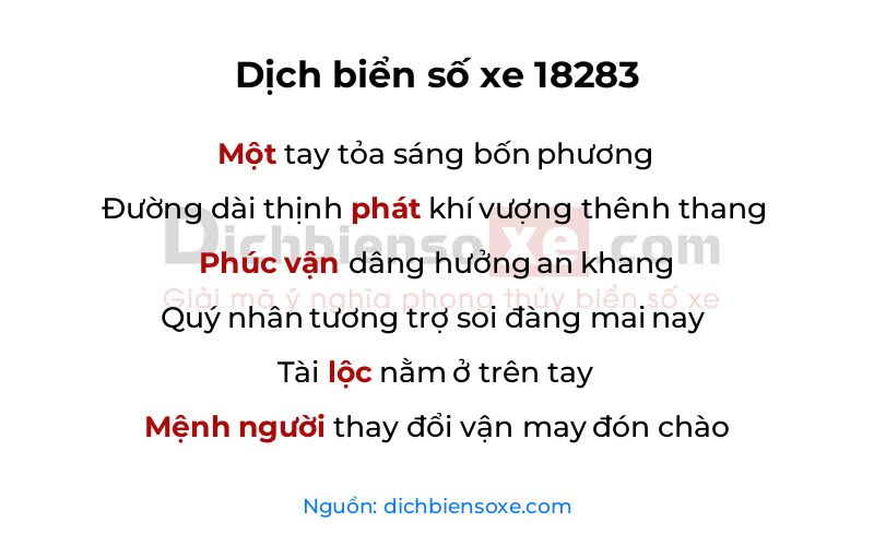 Dịch thơ biển số 18283
