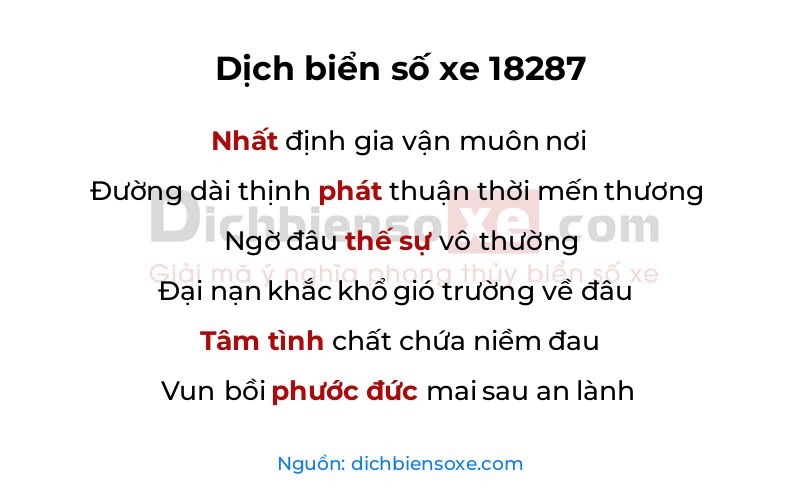 Dịch thơ biển số 18287