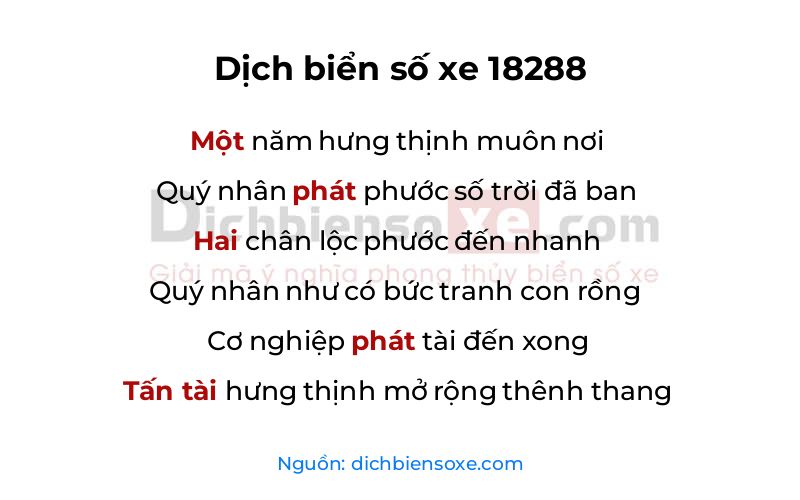 Dịch thơ biển số 18288