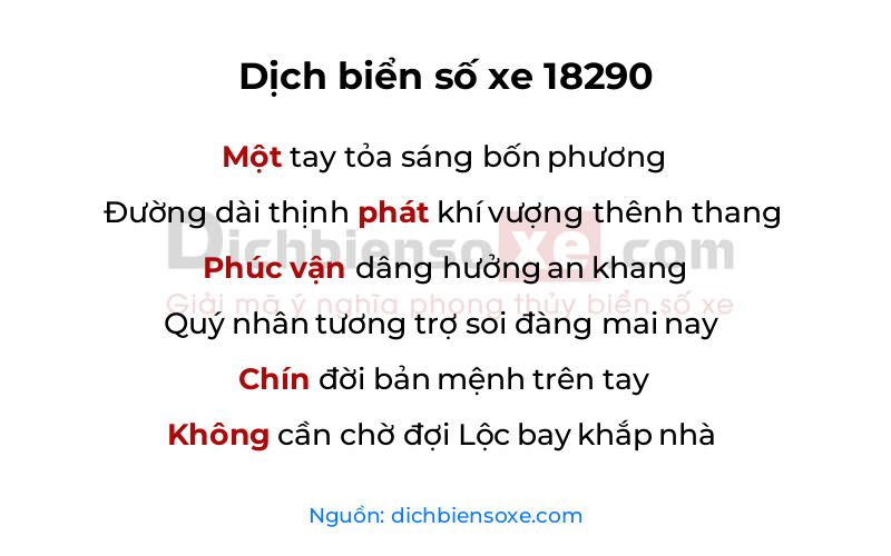 Dịch thơ biển số 18290