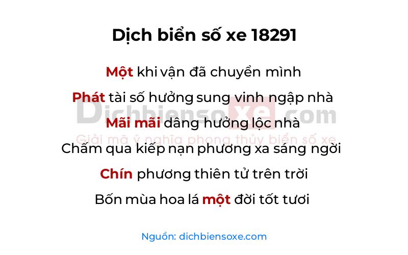 Dịch thơ biển số 18291