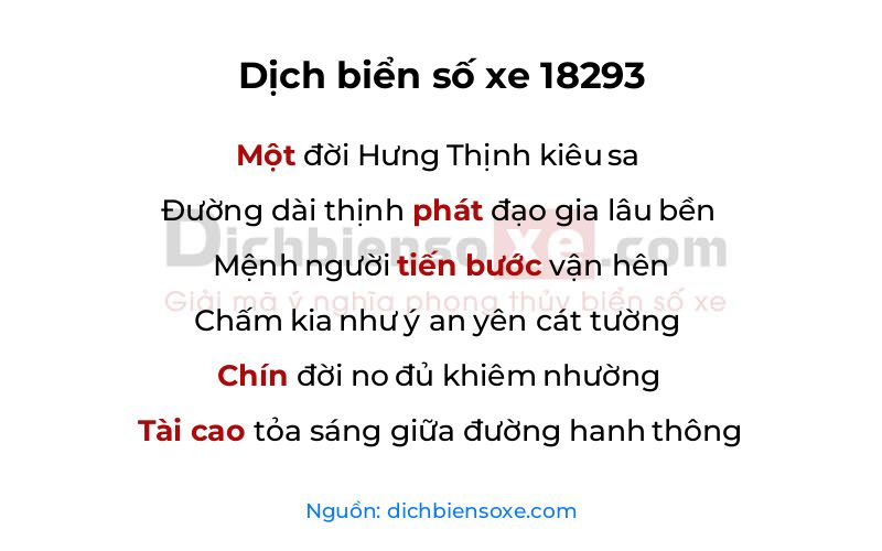 Dịch thơ biển số 18293