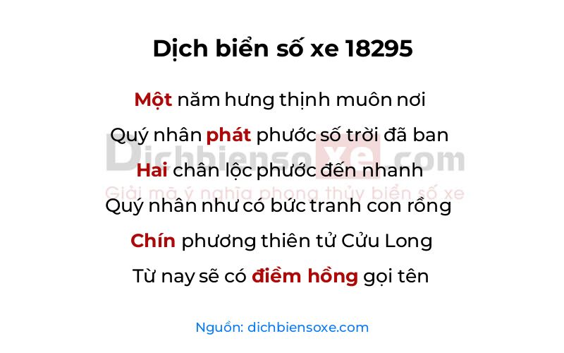 Dịch thơ biển số 18295