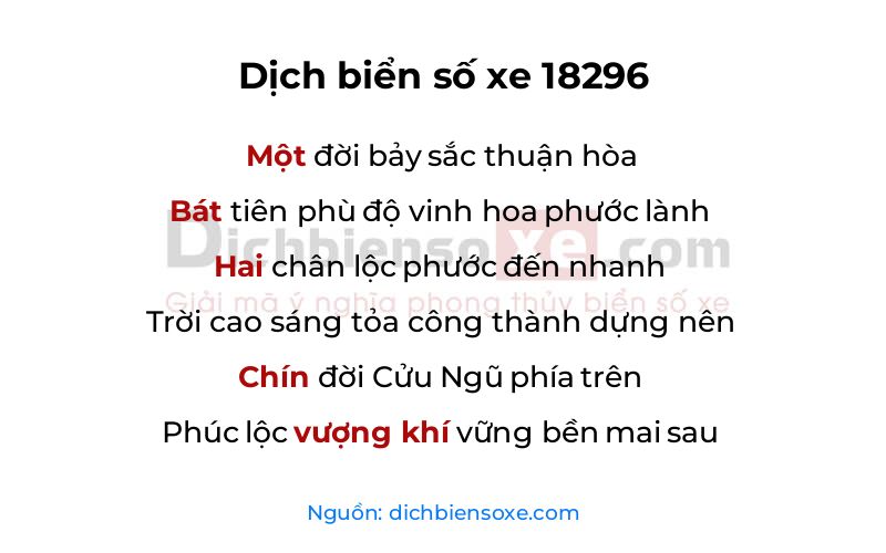 Dịch thơ biển số 18296