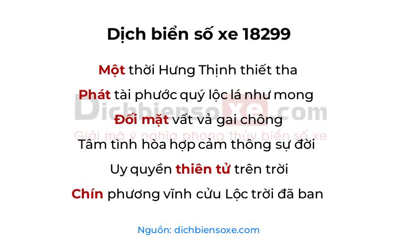 Dịch thơ biển số 18299