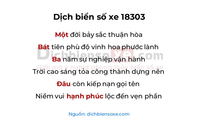 Dịch thơ biển số 18303