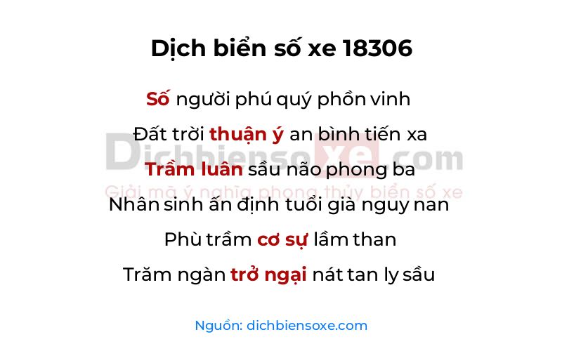 Dịch thơ biển số 18306