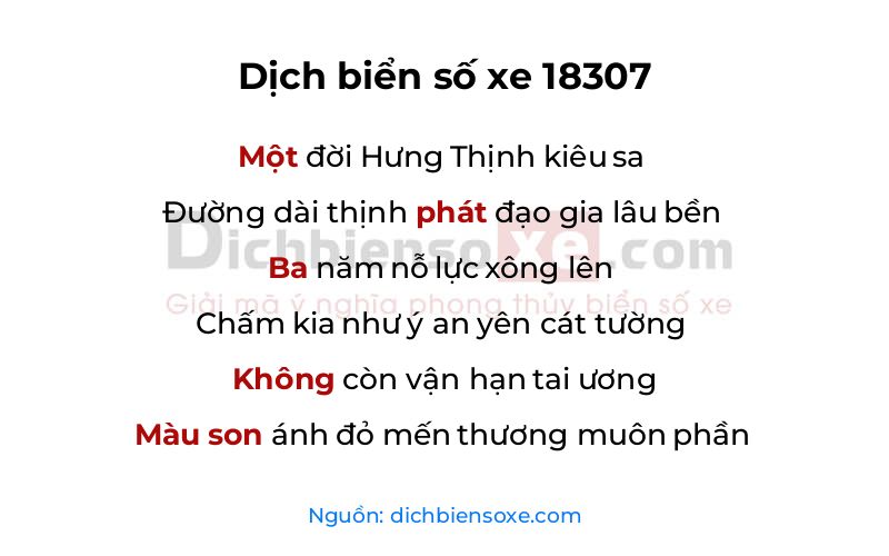 Dịch thơ biển số 18307
