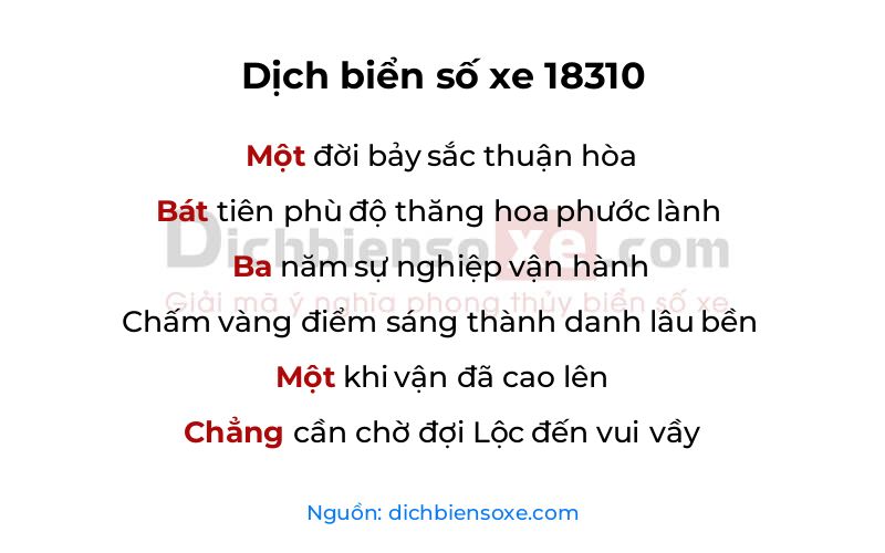 Dịch thơ biển số 18310