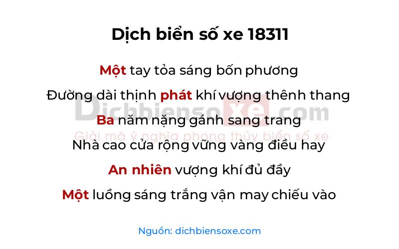 Dịch thơ biển số 18311