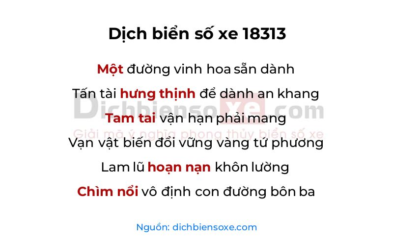 Dịch thơ biển số 18313