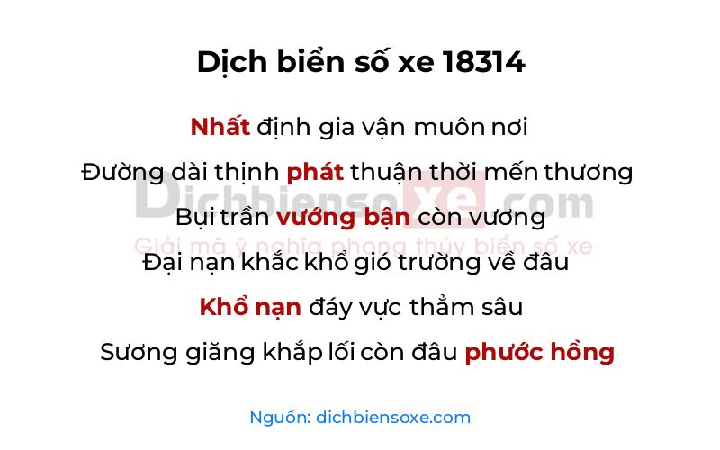 Dịch thơ biển số 18314