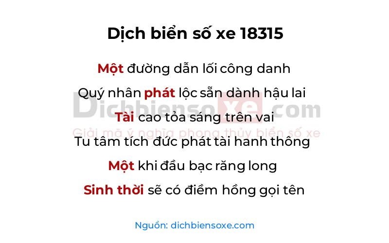 Dịch thơ biển số 18315
