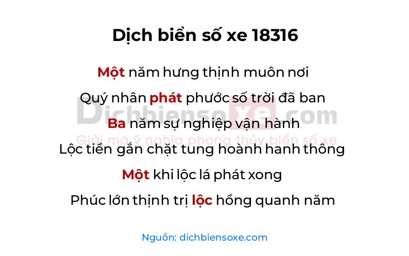 Dịch thơ biển số 18316