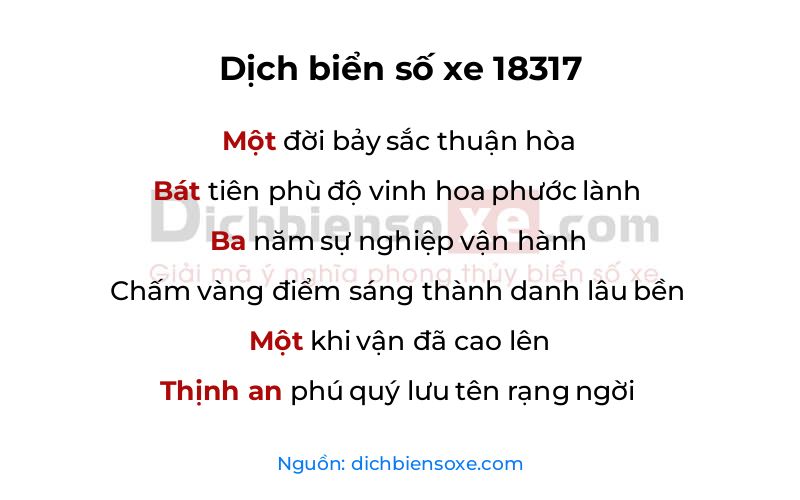 Dịch thơ biển số 18317