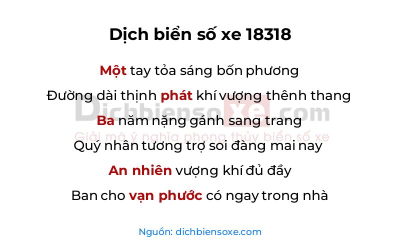 Dịch thơ biển số 18318