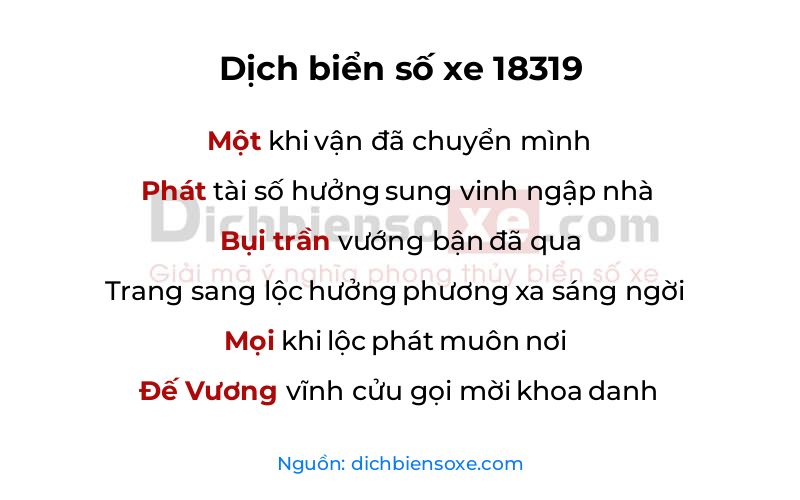 Dịch thơ biển số 18319