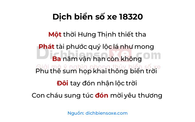 Dịch thơ biển số 18320