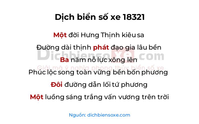 Dịch thơ biển số 18321