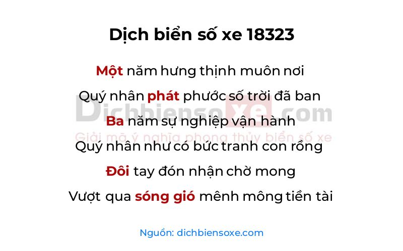 Dịch thơ biển số 18323