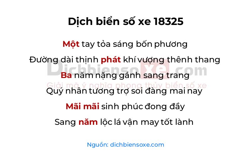 Dịch thơ biển số 18325