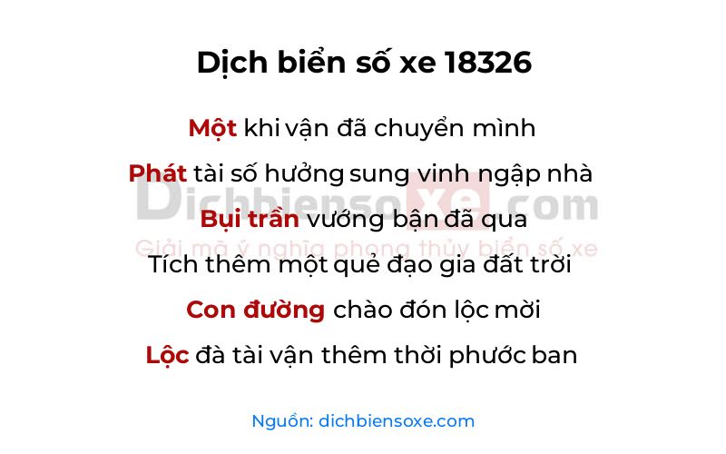 Dịch thơ biển số 18326