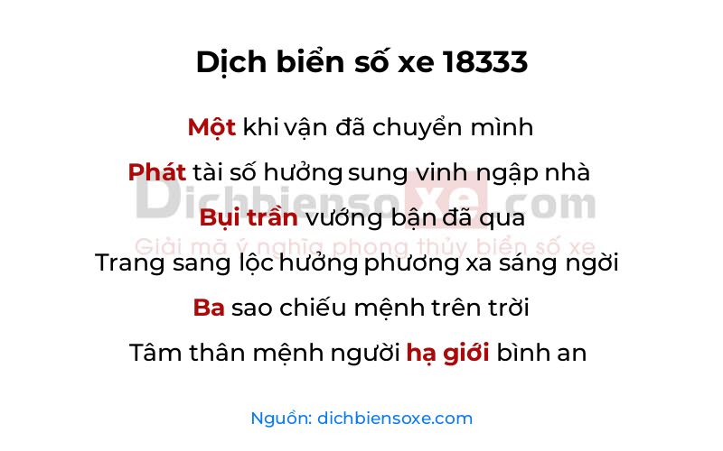 Dịch thơ biển số 18333