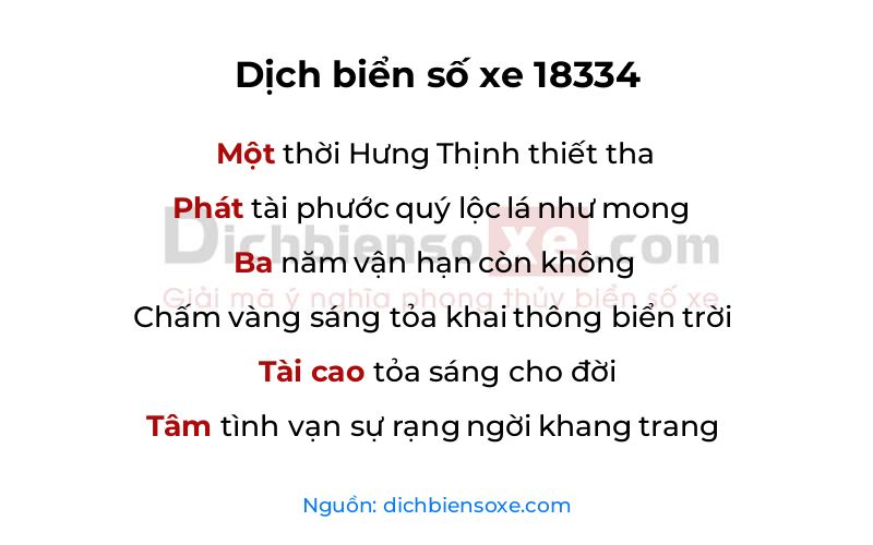 Dịch thơ biển số 18334
