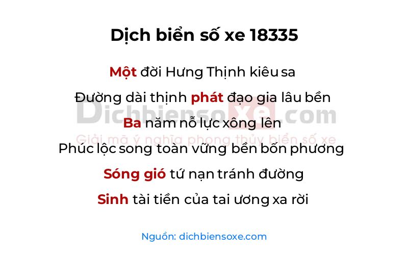 Dịch thơ biển số 18335