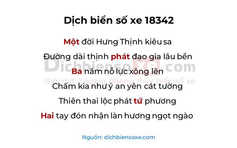 Dịch thơ biển số 18342