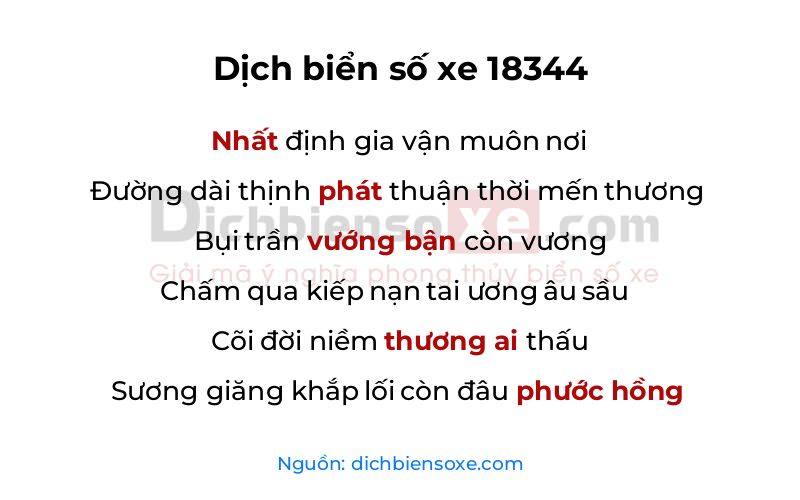Dịch thơ biển số 18344