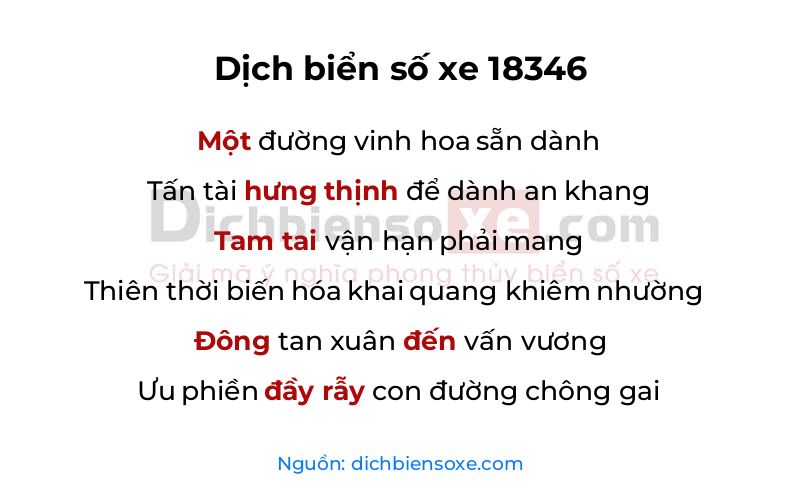Dịch thơ biển số 18346