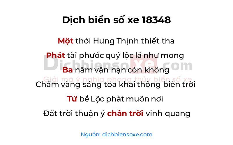Dịch thơ biển số 18348