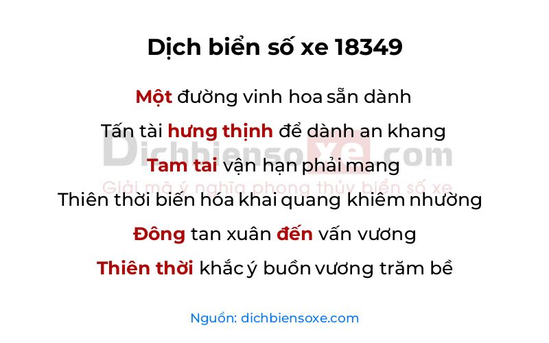 Dịch thơ biển số 18349