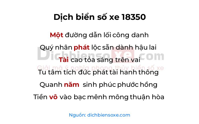 Dịch thơ biển số 18350