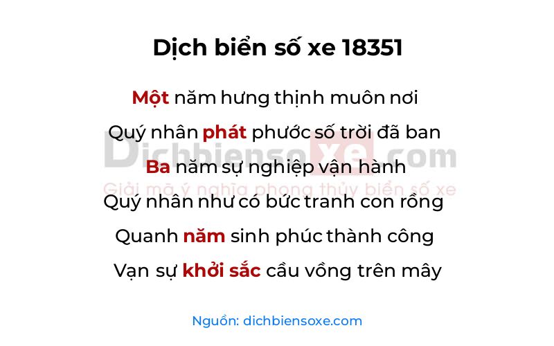 Dịch thơ biển số 18351