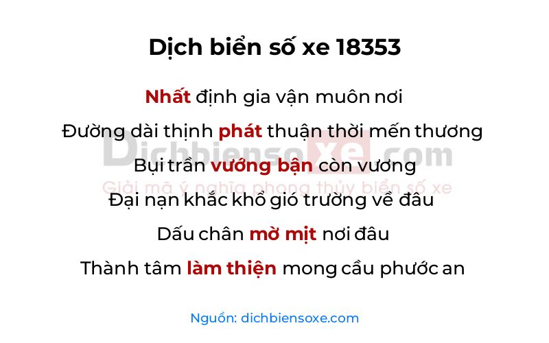 Dịch thơ biển số 18353