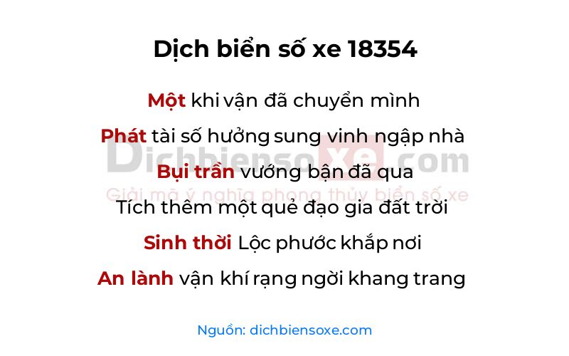 Dịch thơ biển số 18354
