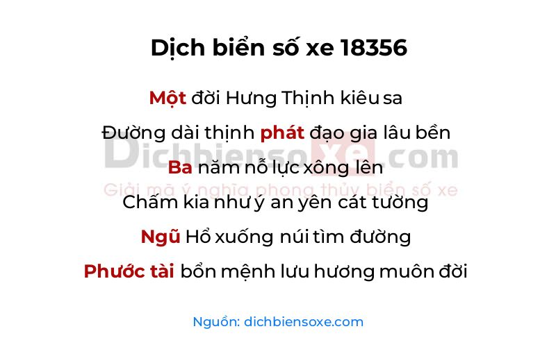 Dịch thơ biển số 18356