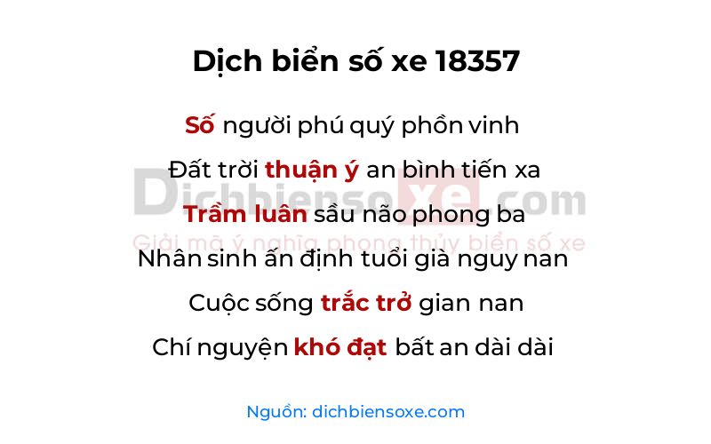 Dịch thơ biển số 18357