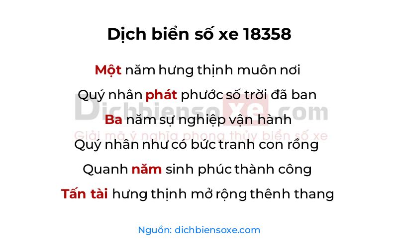 Dịch thơ biển số 18358